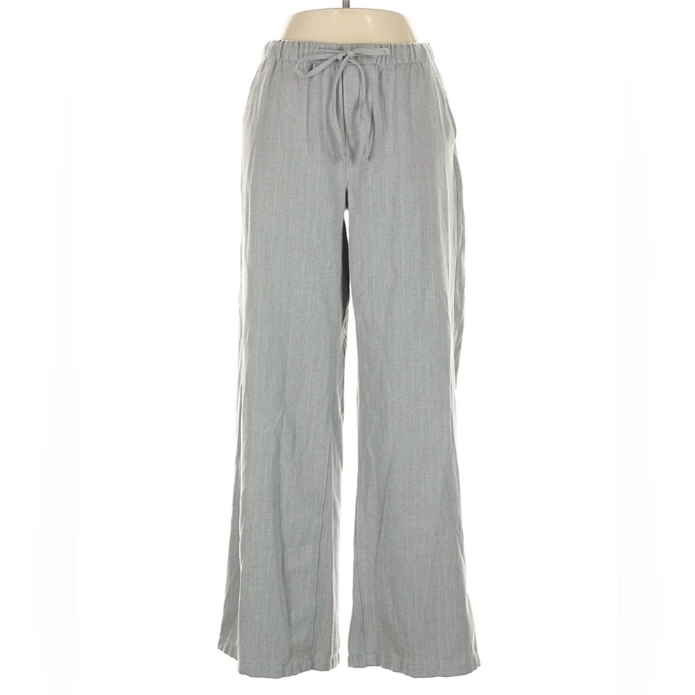 American Eagle Outfitters Stretch Drawstring Pinstripe Gray Wide Leg Pants XS‎